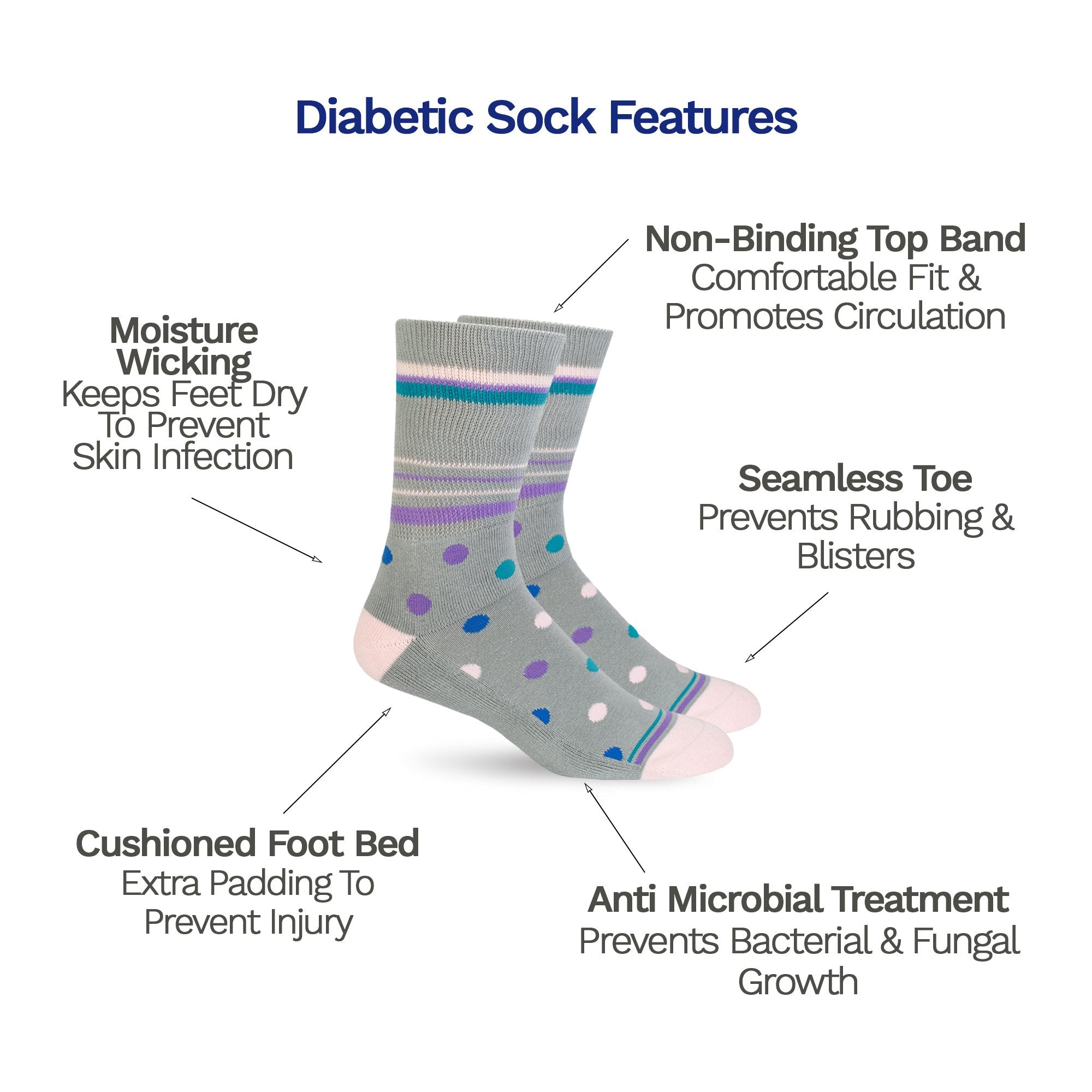 Diabetic Socks - Grey Polka Dot - Diabetic Socks Shops