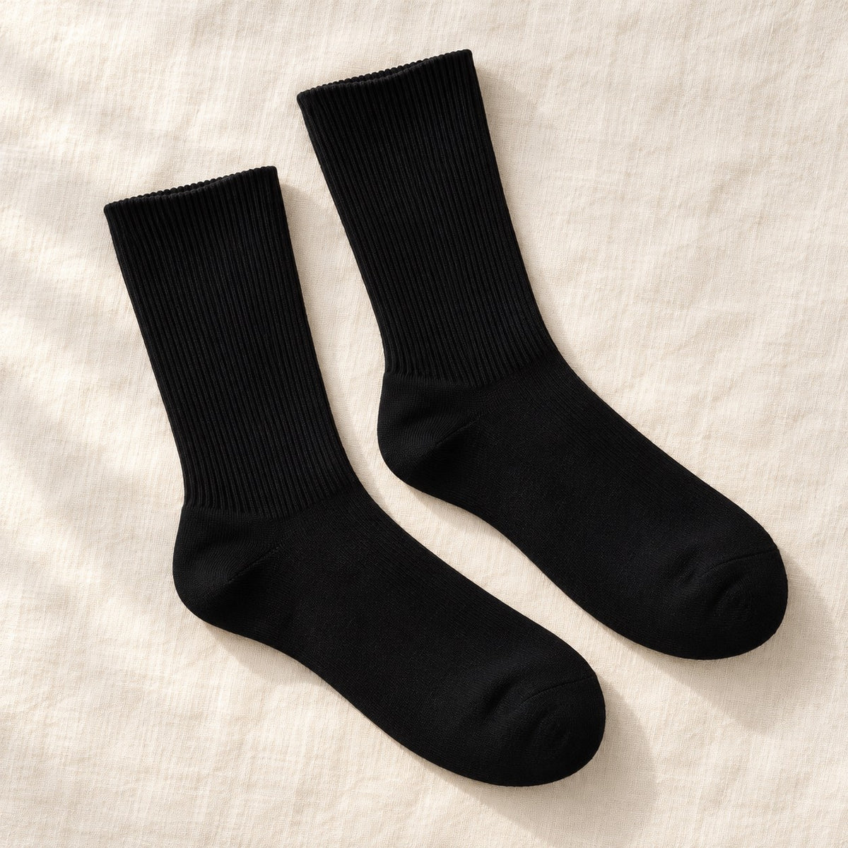 Black Mi Socks crew socks, flat lay view