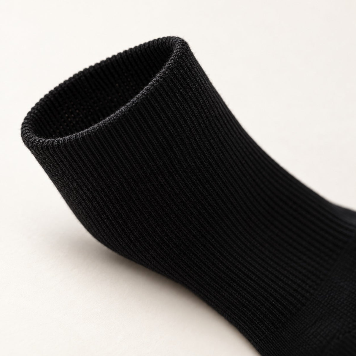 Black Mi Socks crew socks, cuff detail view