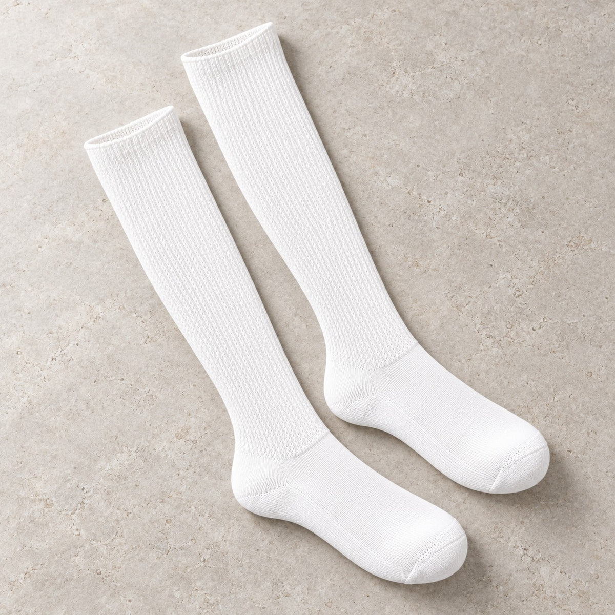White Mi Socks knee high socks, flat lay view