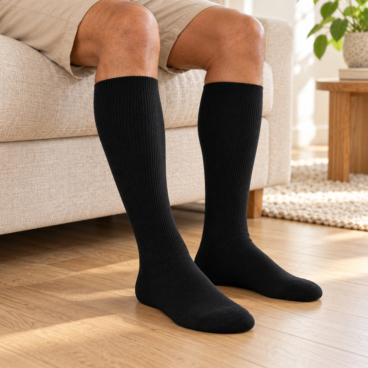 Black Mi Socks knee high socks, lifestyle view