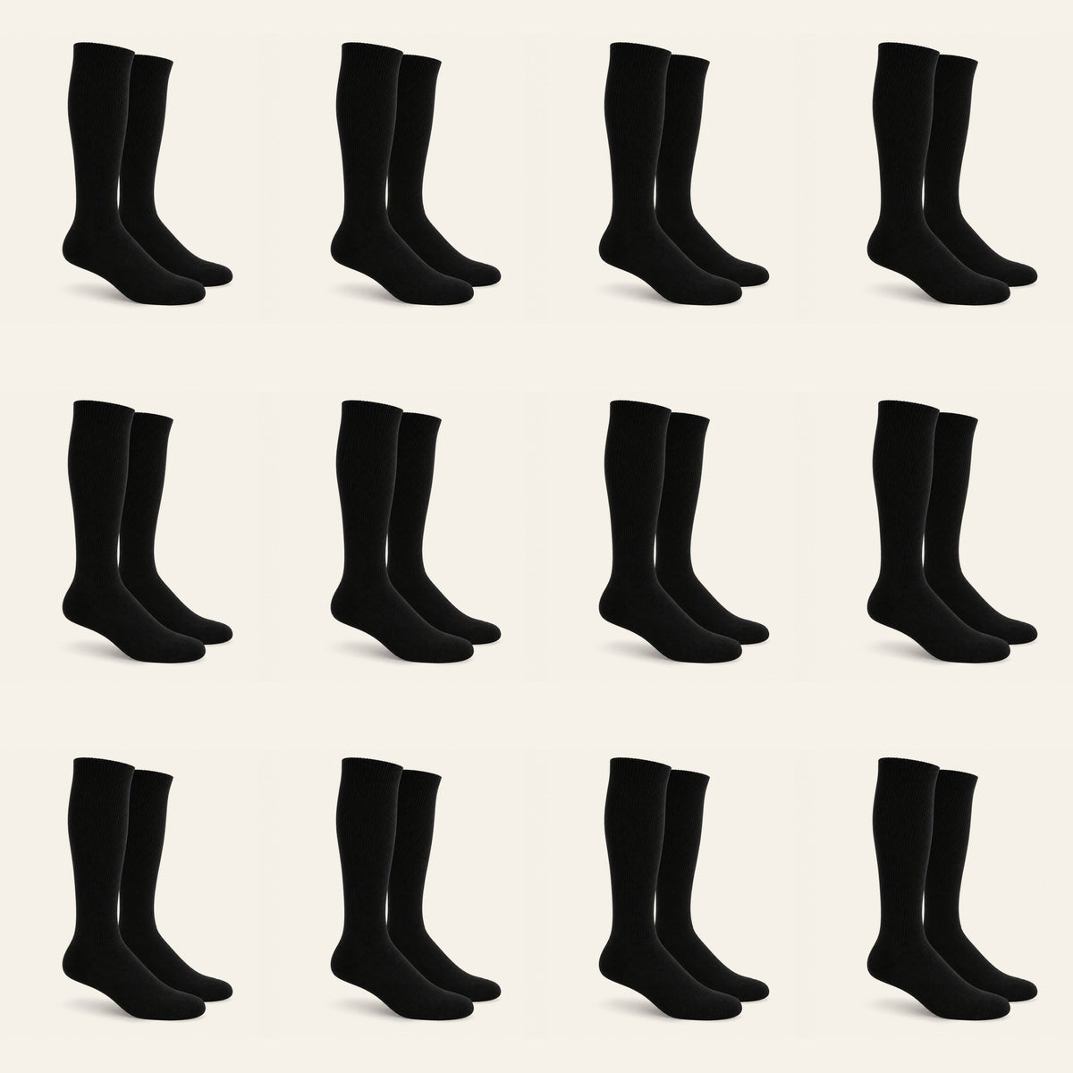 Mi Socks Black non-binding diabetic knee high socks, 12 pairs