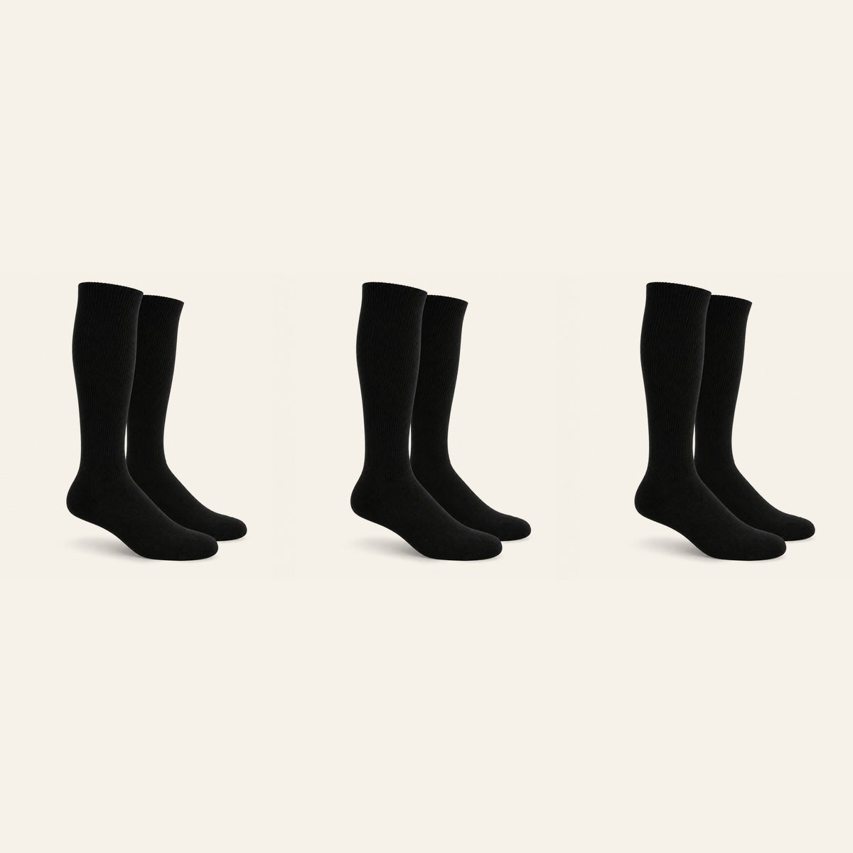 Mi Socks Black non-binding diabetic knee high socks, 3 pairs