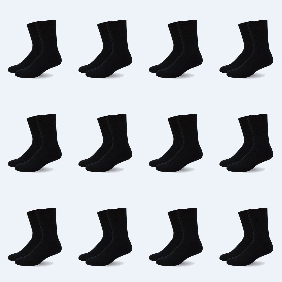 Mi Socks diabetic crew socks, 12-pack All Black