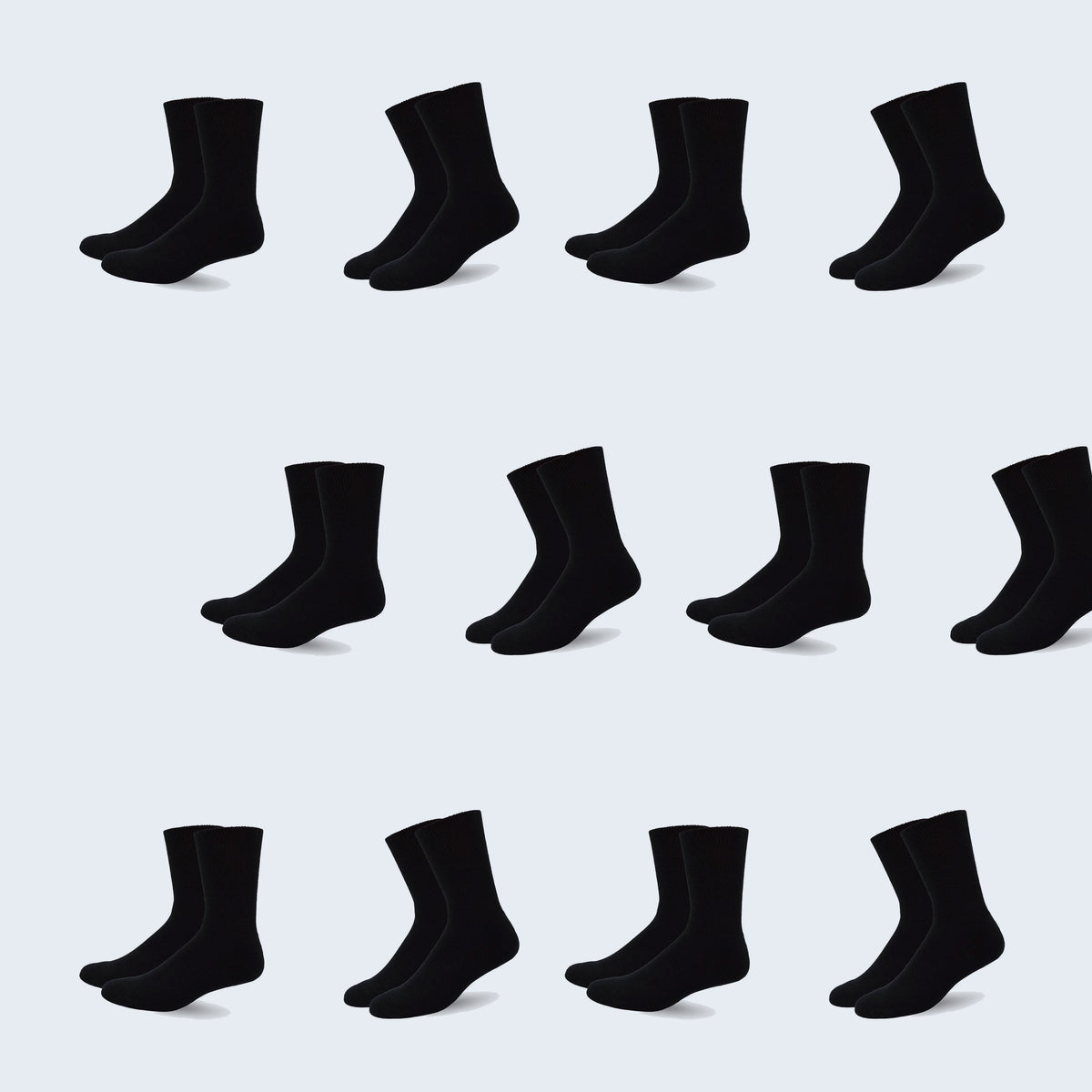 Mi Socks Men's Diabetic Crew Socks 12-Pack, All Black