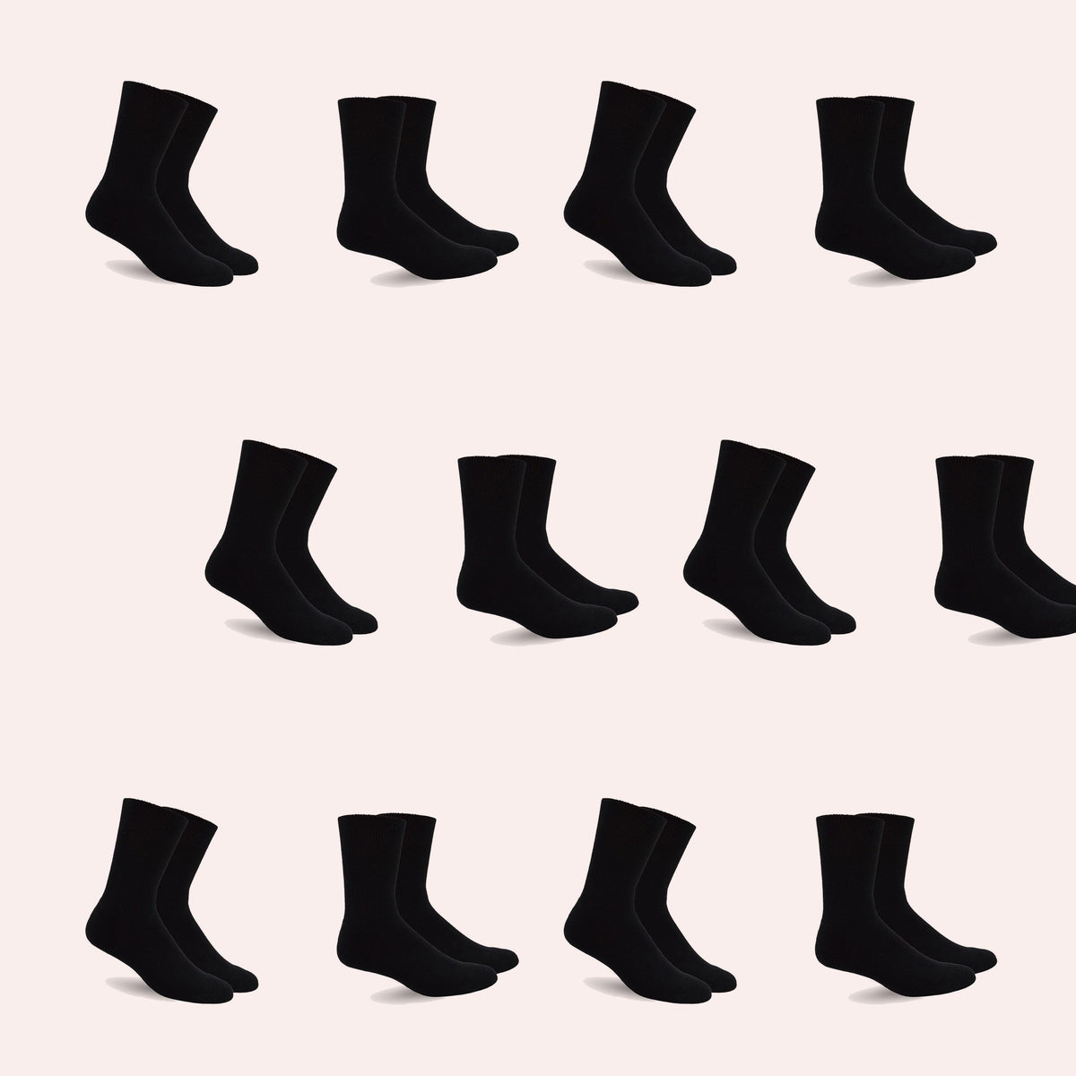 Mi Socks Women's Diabetic Crew Socks 12-Pack, All Black