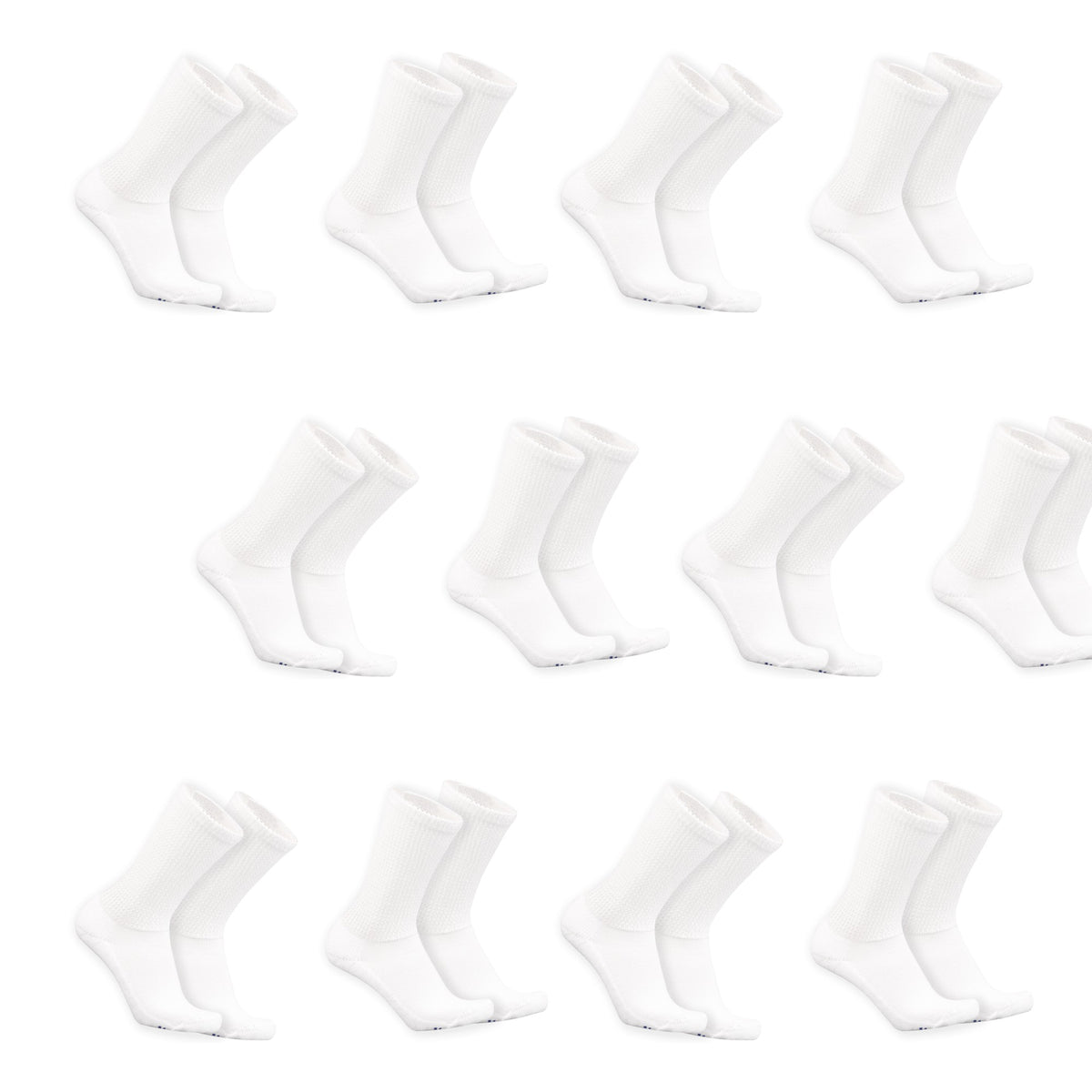 Mi Socks Women's Diabetic Crew Socks 12-Pack, All White