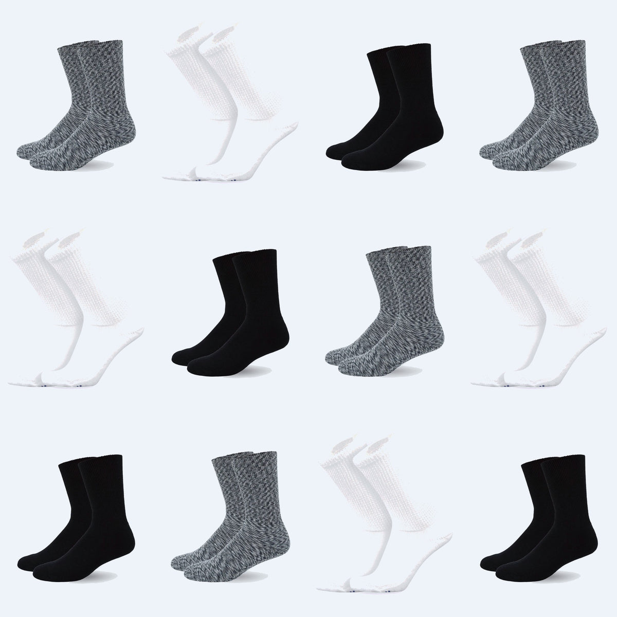 Mi Socks diabetic crew socks, 12-pack Classic Mix