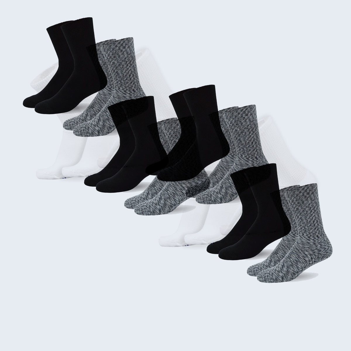 Mi Socks Men's Diabetic Crew Socks 12-Pack, Classic Mix