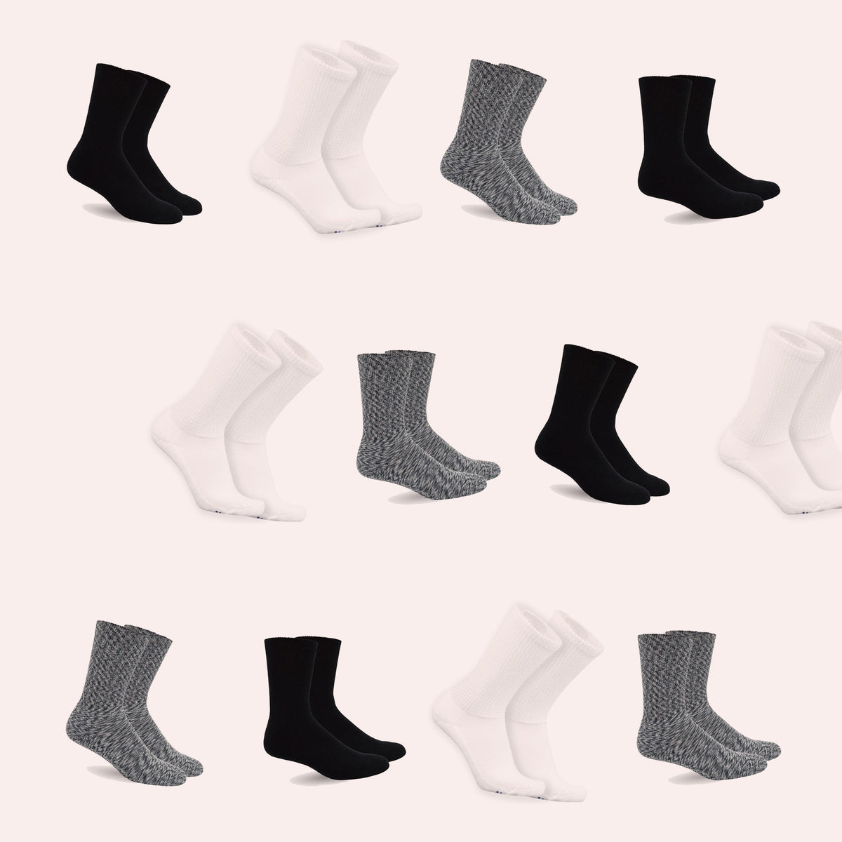 Mi Socks Women's Diabetic Crew Socks 12-Pack, Classic Mix