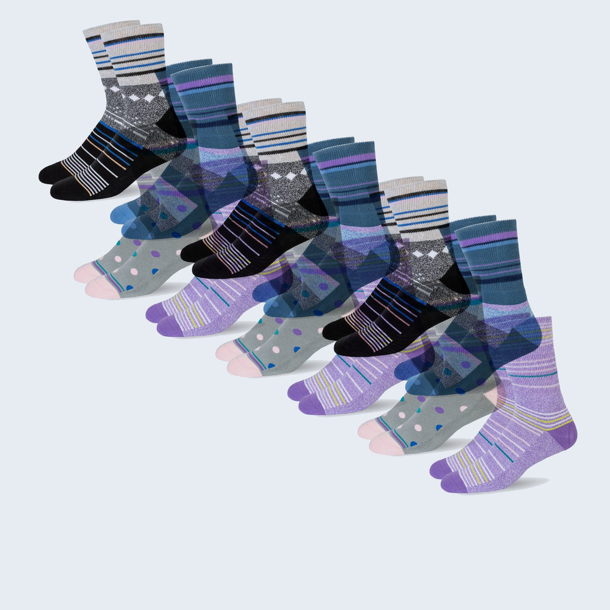 Mi Socks Men's Diabetic Crew Socks 12-Pack, Prints Mix
