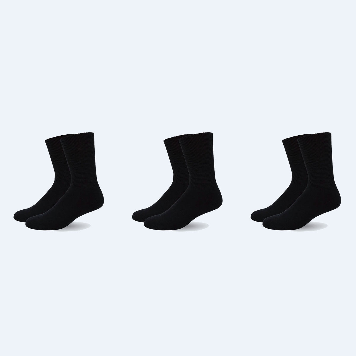 Mi Socks diabetic crew socks, 3-pack All Black