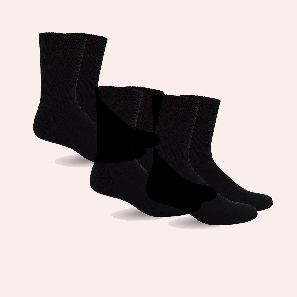 Mi Socks Women's Diabetic Crew Socks 3-Pack, All Black
