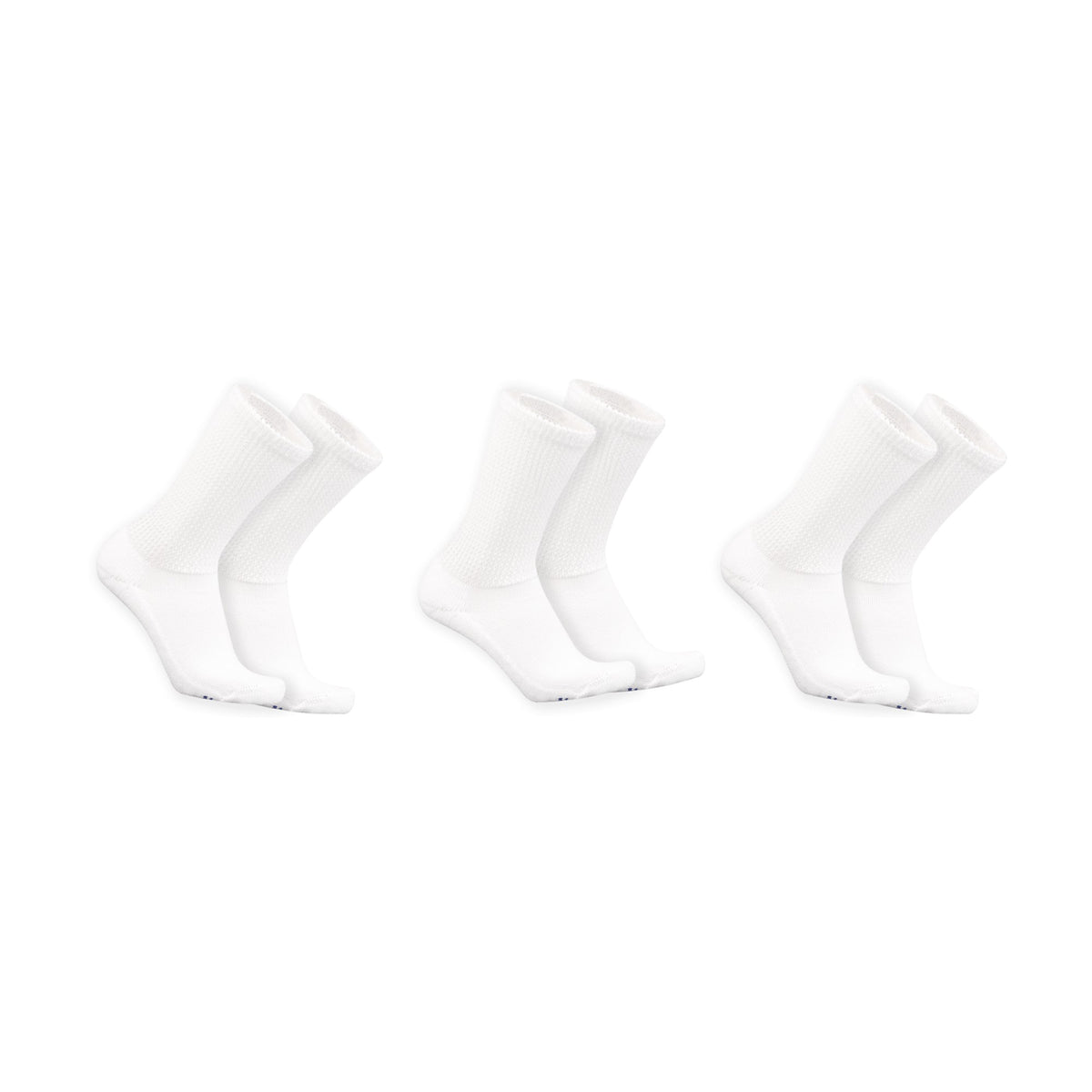 Mi Socks Women's Diabetic Crew Socks 3-Pack, All White