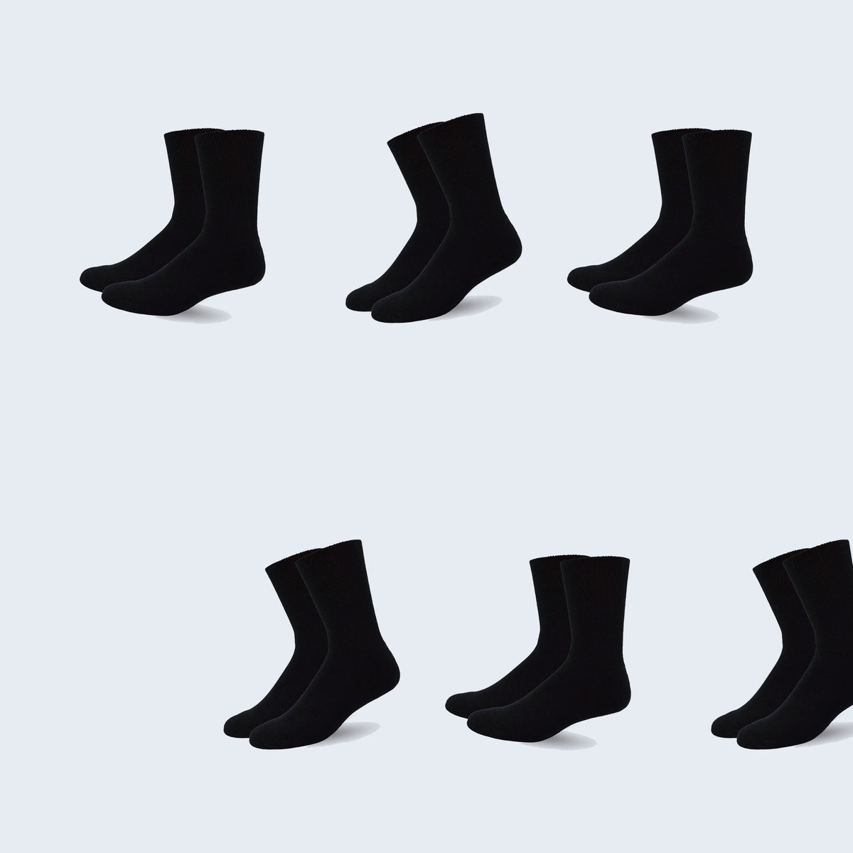 Mi Socks Men's Diabetic Crew Socks 6-Pack, All Black