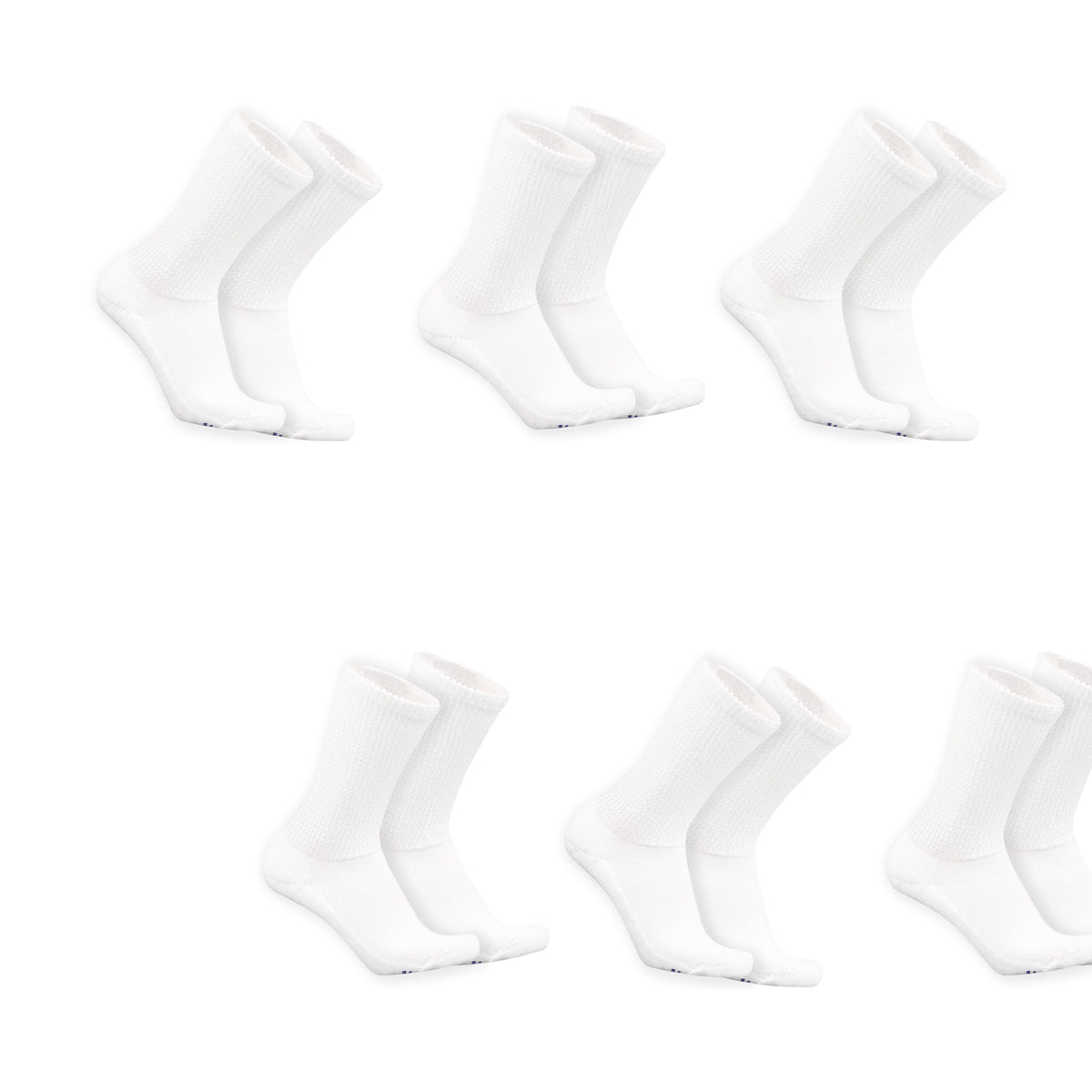 Mi Socks Women's Diabetic Crew Socks 6-Pack, All White