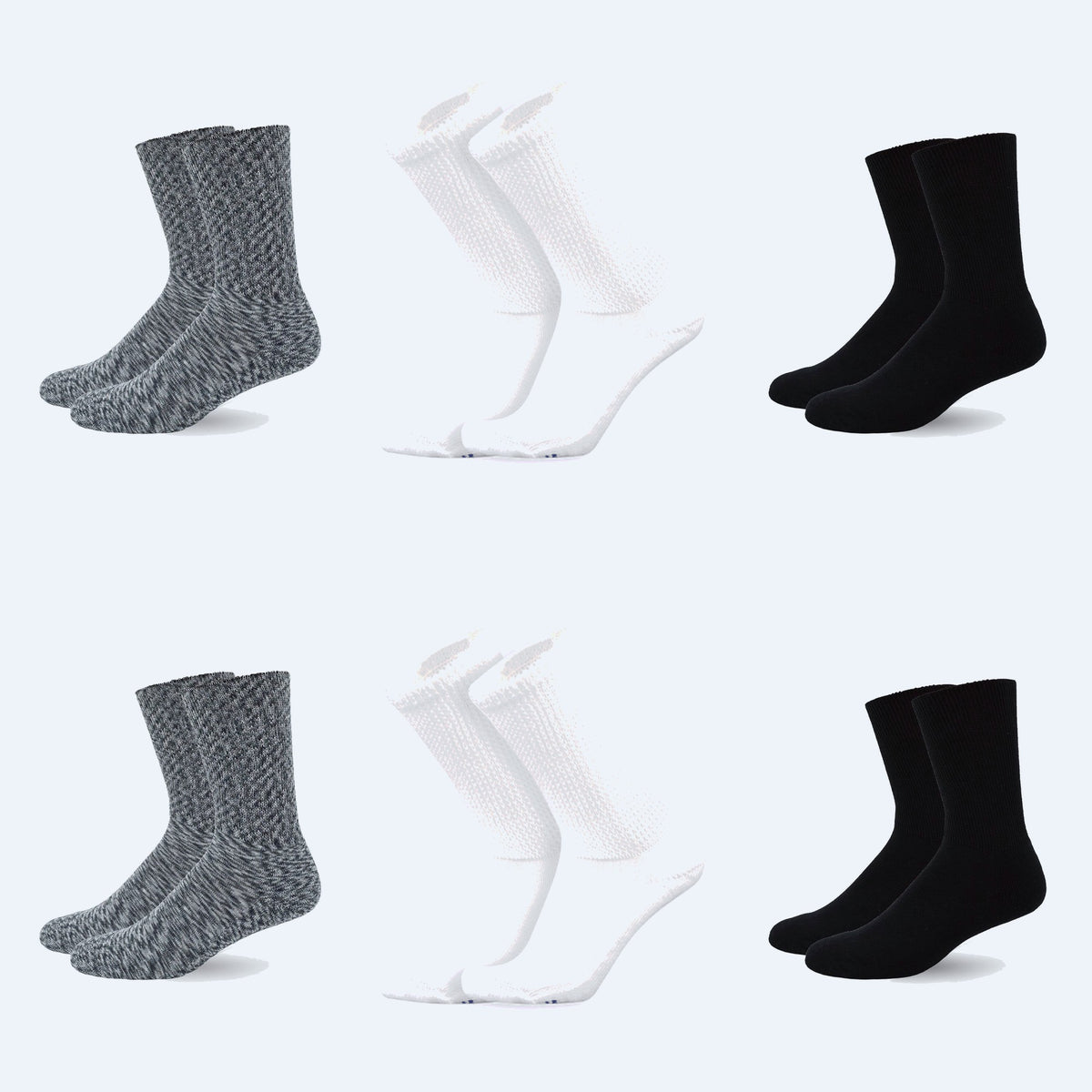 Mi Socks diabetic crew socks, 6-pack Classic Mix