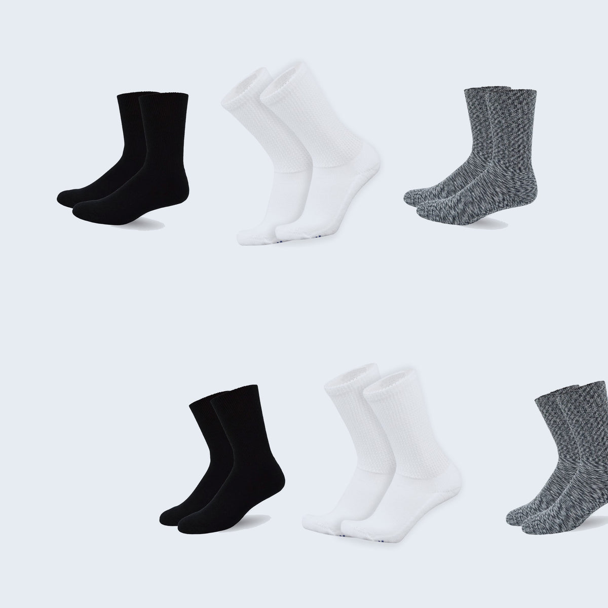 Mi Socks Men's Diabetic Crew Socks 6-Pack, Classic Mix