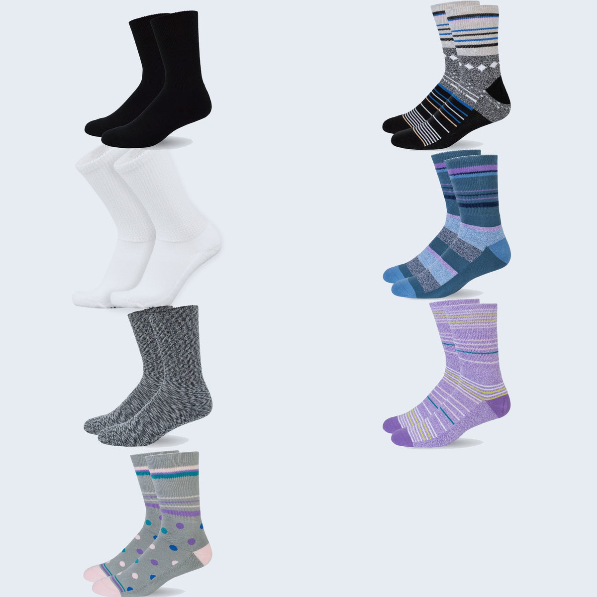 Mi Socks Men's Diabetic Crew Socks in 7 colors