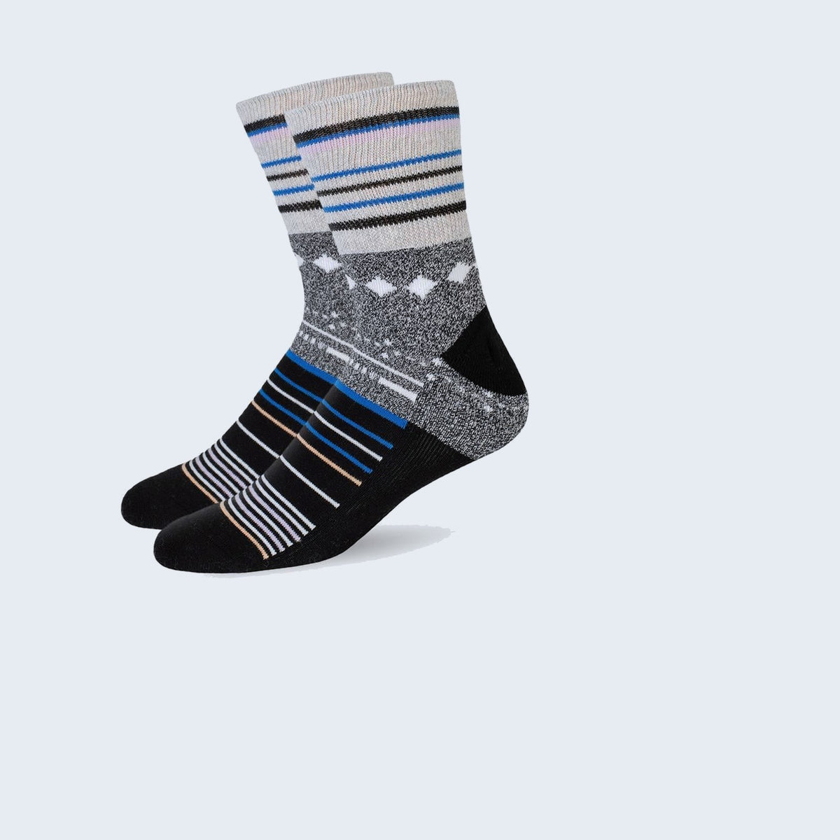 Mi Socks Men's Diabetic Crew Socks, Black Stars