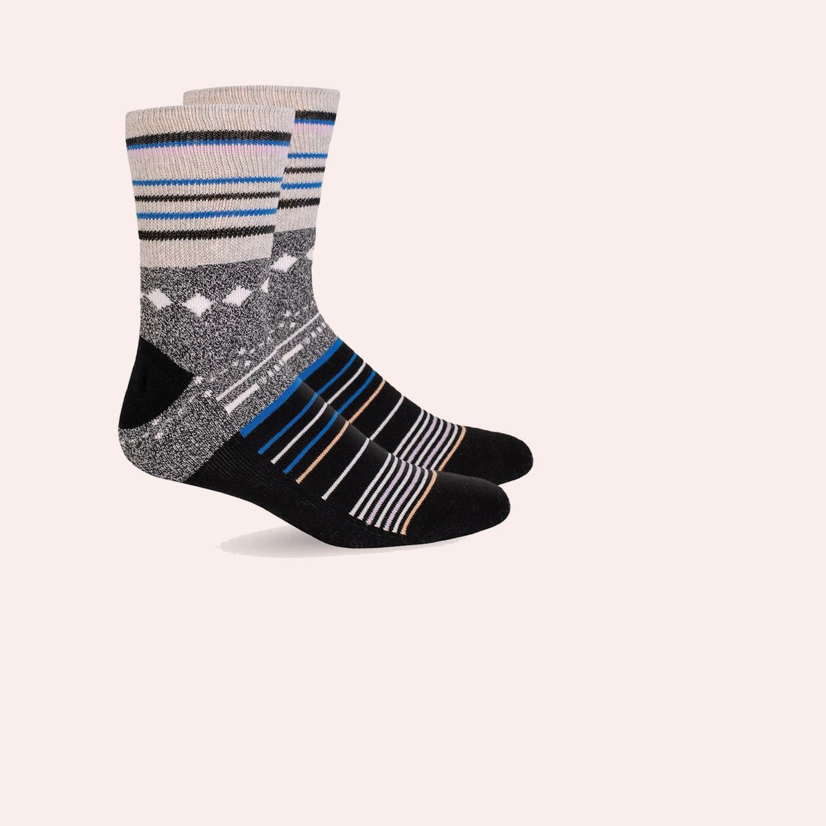 Mi Socks Women's Diabetic Crew Socks, Black Stars