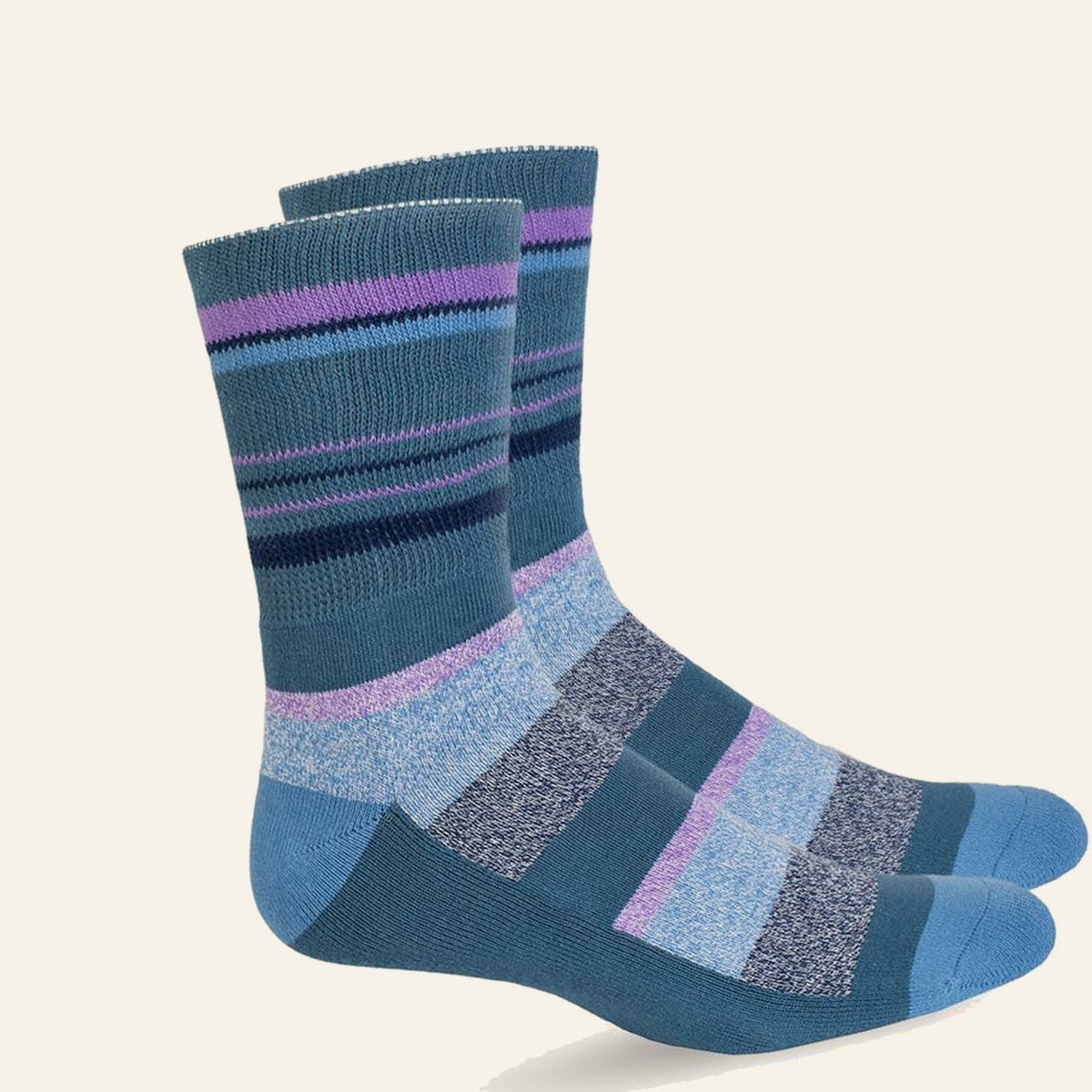 Mi Socks Dusk Blue Stripes non-binding diabetic crew socks, 1 pair