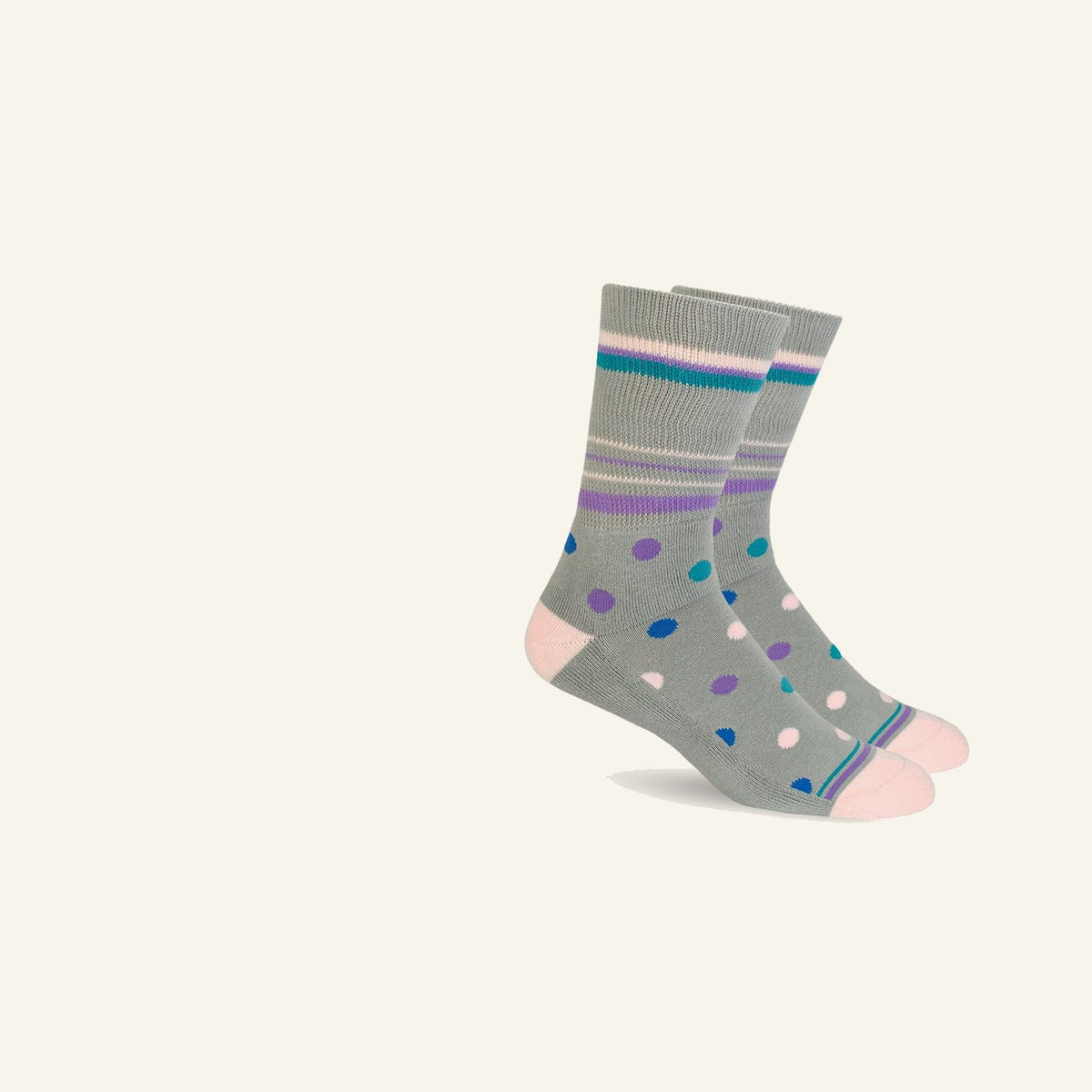 Mi Socks Socks for Swollen Feet and Ankles, Grey Polka Dot