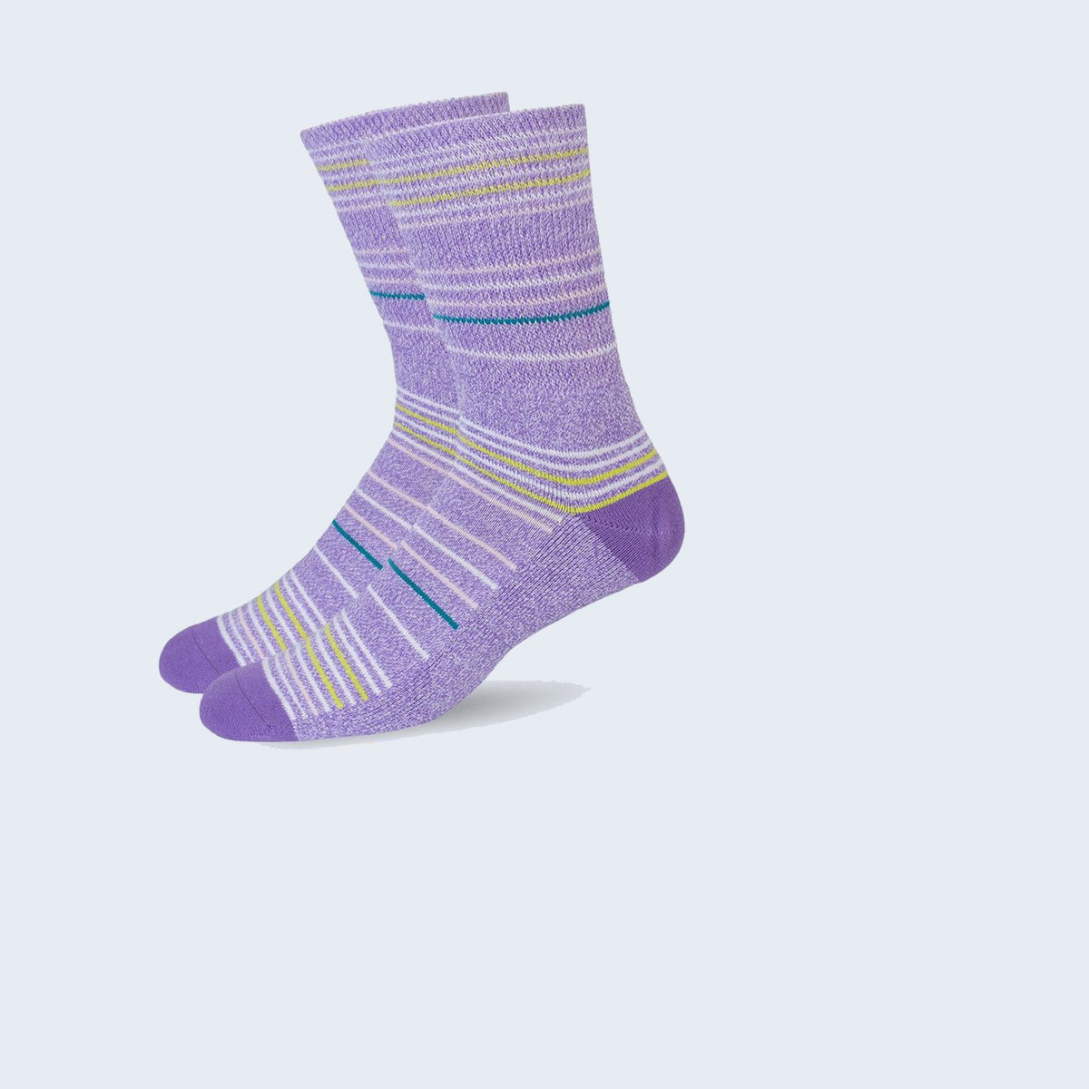 Mi Socks Men's Diabetic Crew Socks, Purple Stripes