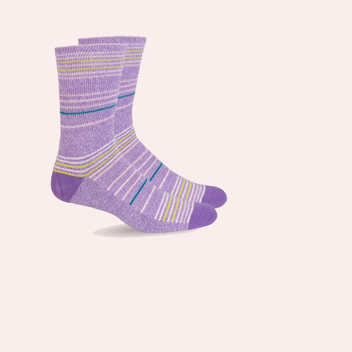 Mi Socks Women's Diabetic Crew Socks, Purple Stripes