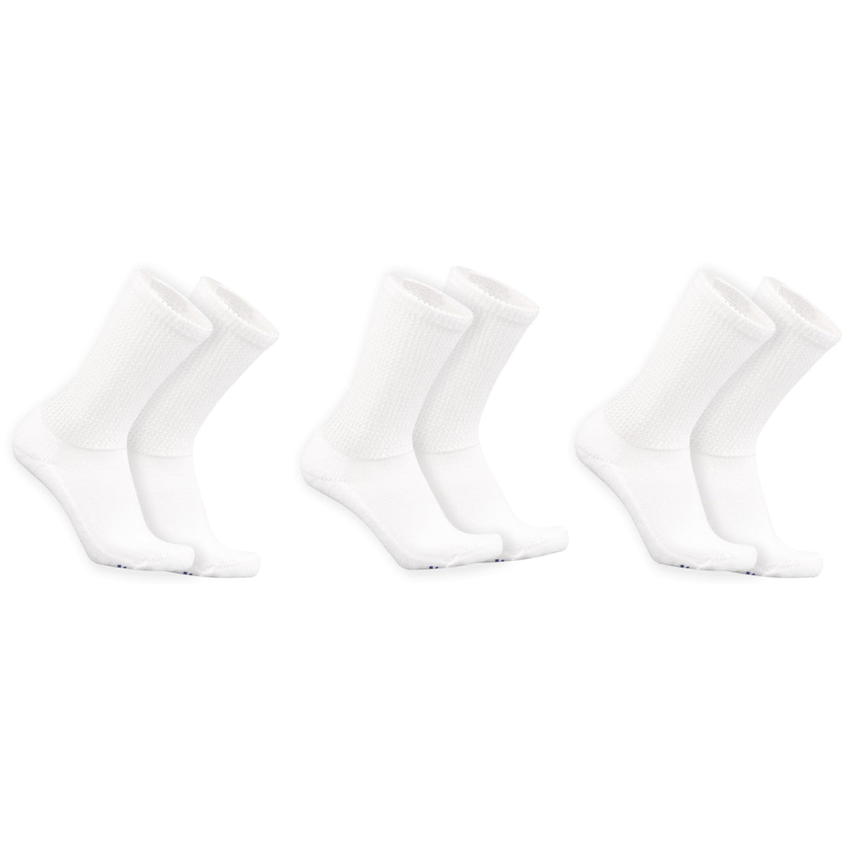 Mi Socks White non-binding diabetic crew socks, 3 pairs