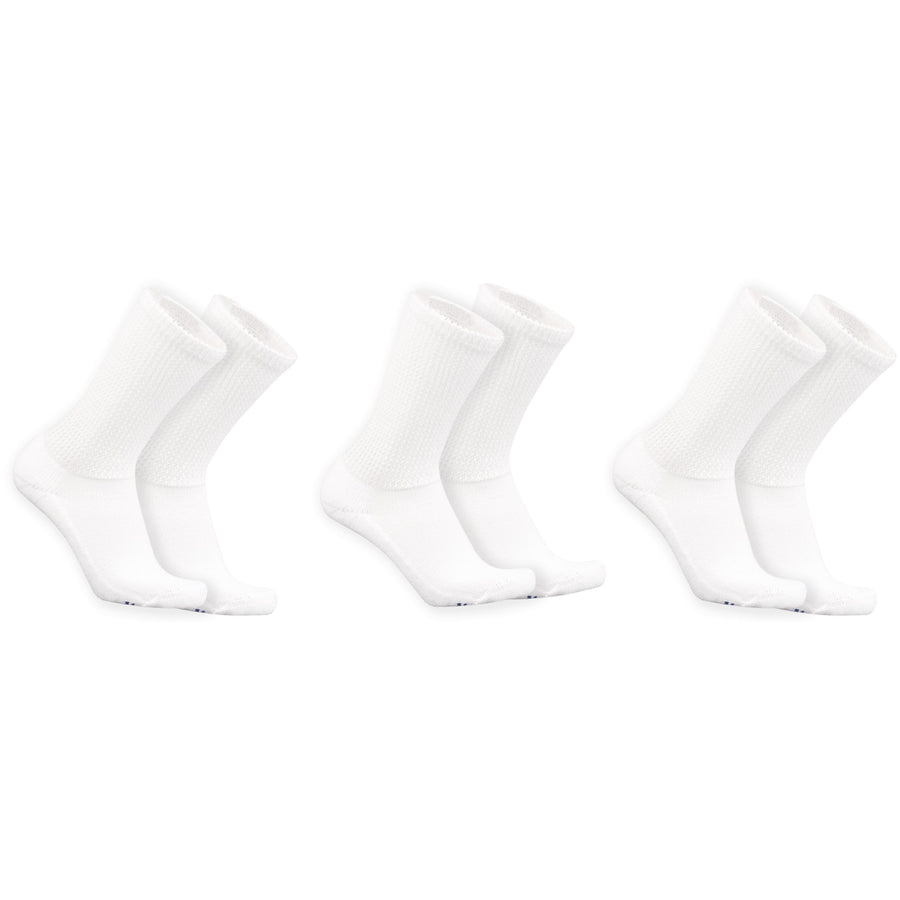 Mi Socks White non-binding diabetic crew socks, 3 pairs