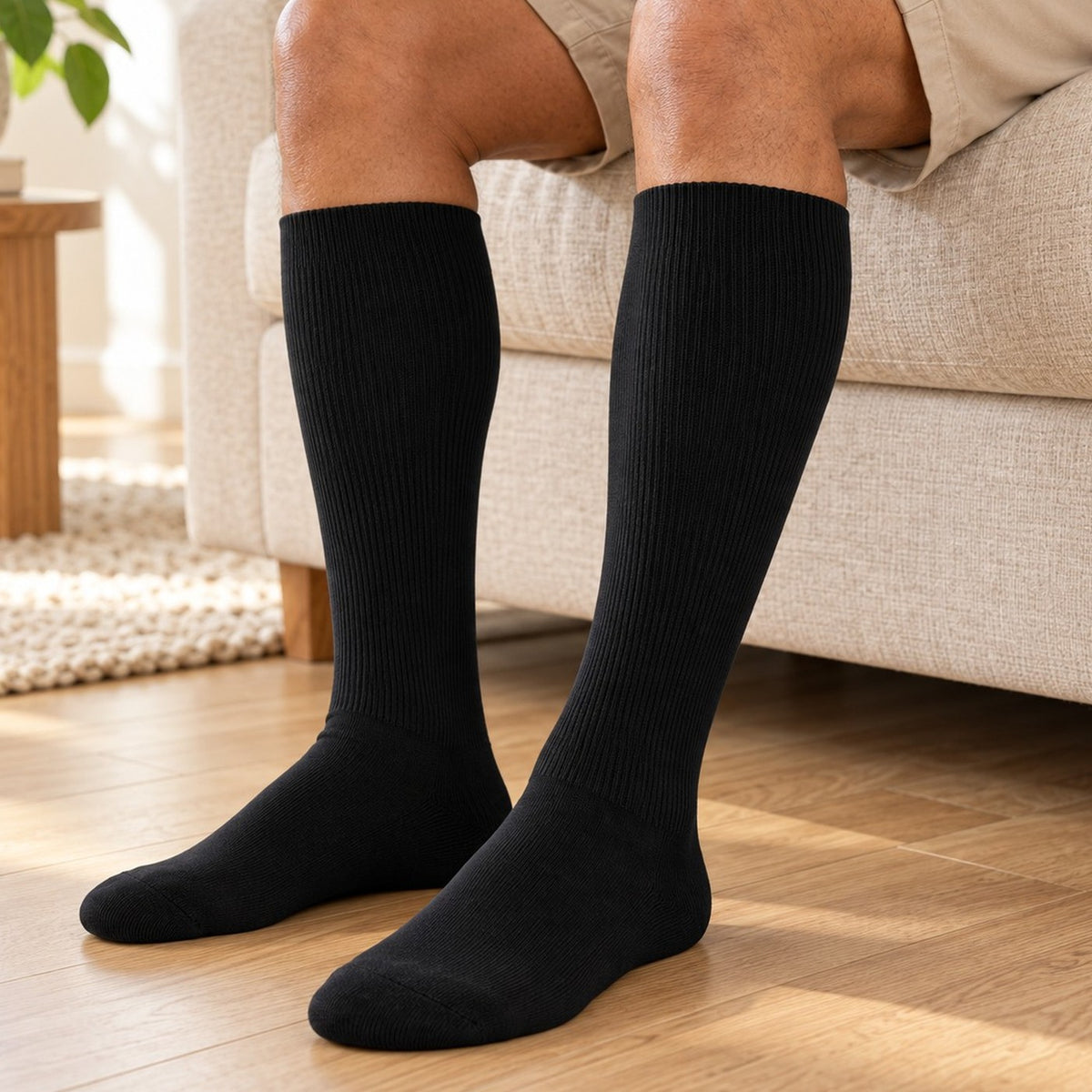Mi Socks men's black diabetic knee high socks