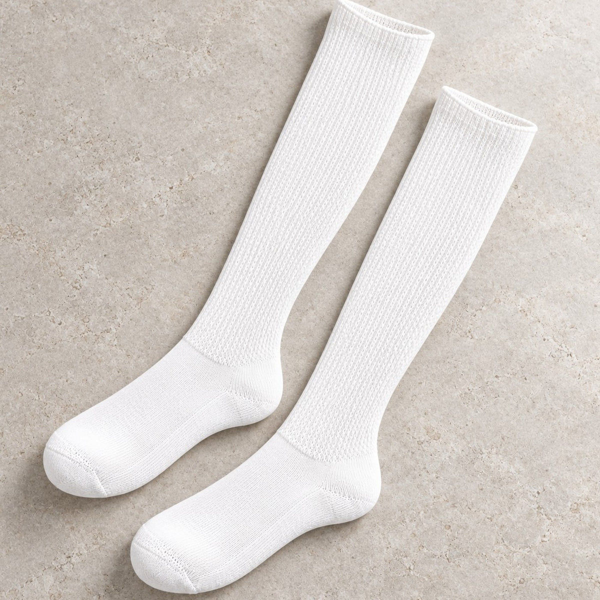 Mi Socks women's white diabetic knee high socks
