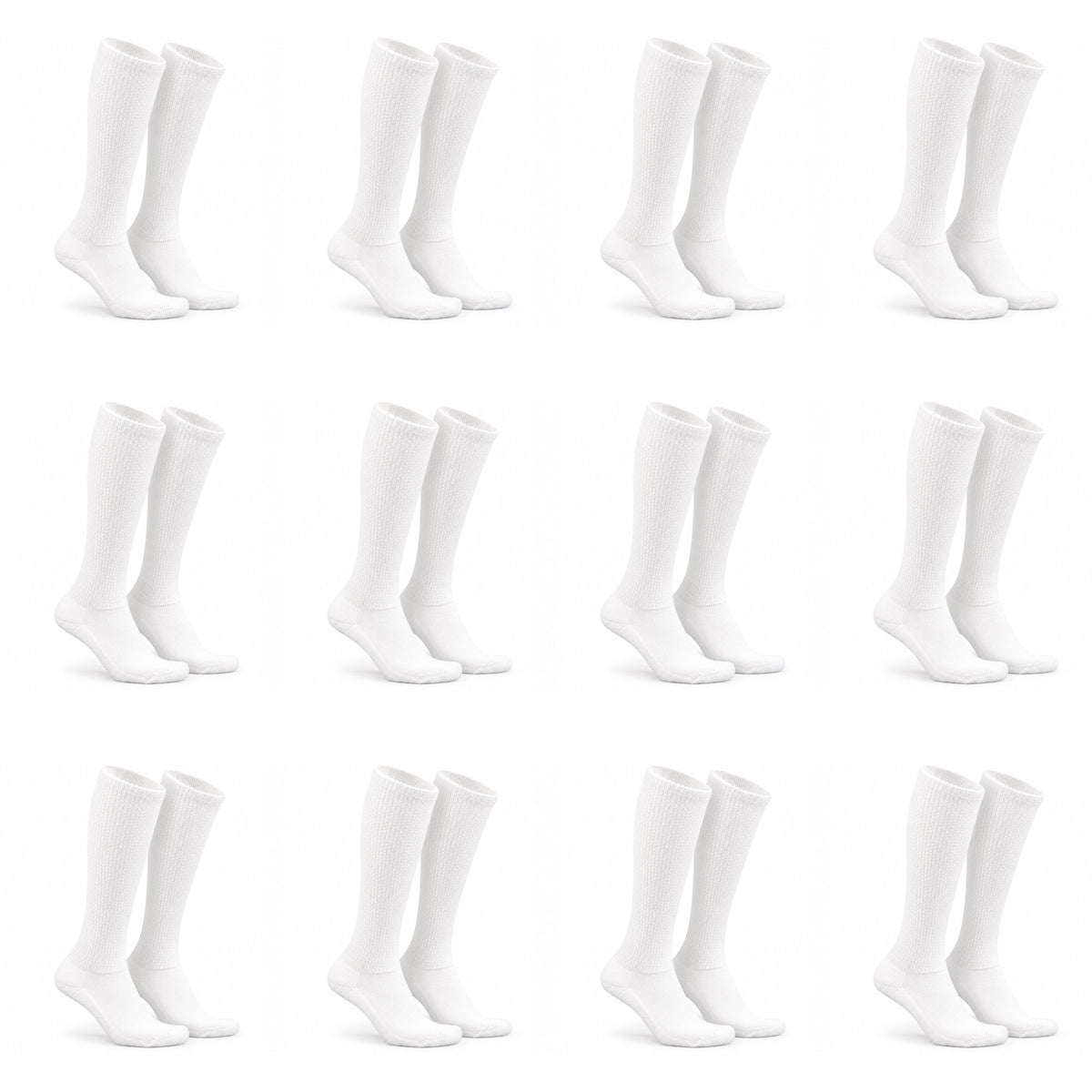 Mi Socks White non-binding diabetic knee high socks, 12 pairs