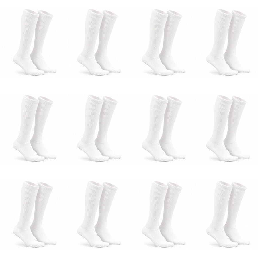 Mi Socks White non-binding diabetic knee high socks, 12 pairs