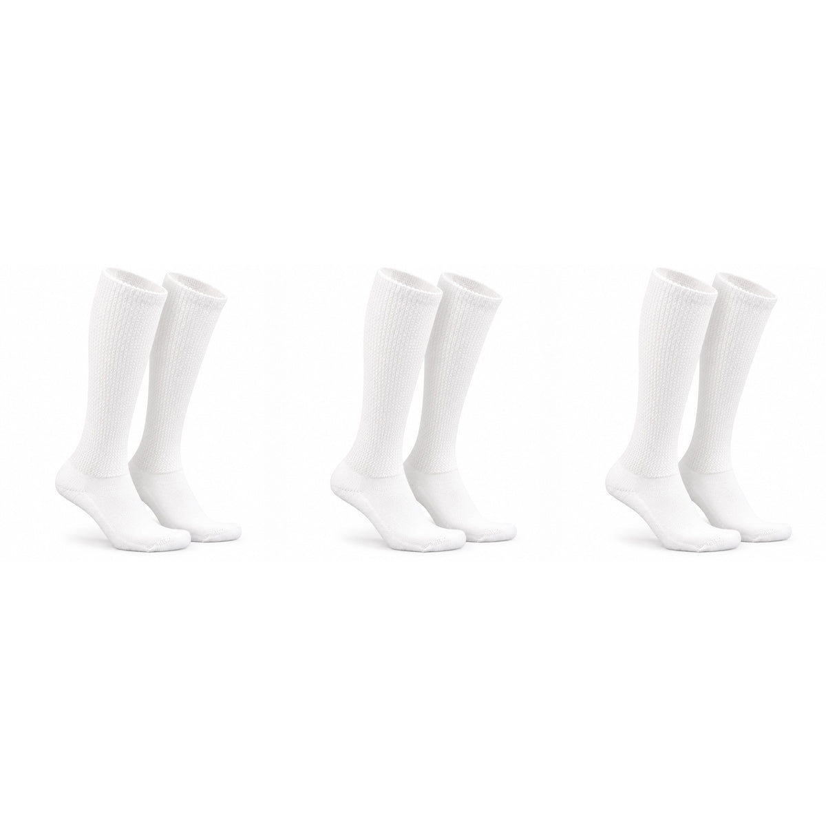 Mi Socks White non-binding diabetic knee high socks, 3 pairs