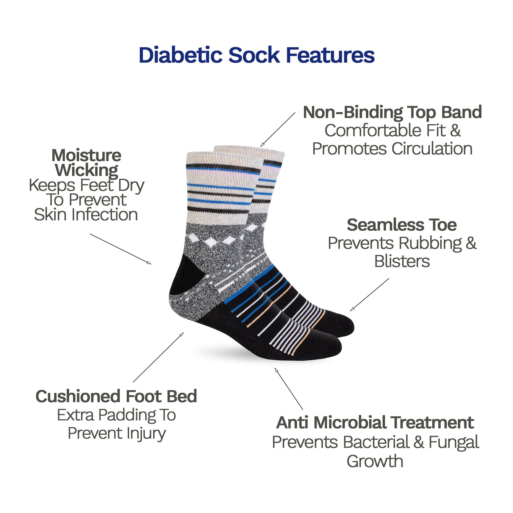 Diabetic Socks - Black Stars - Diabetic Socks Shops